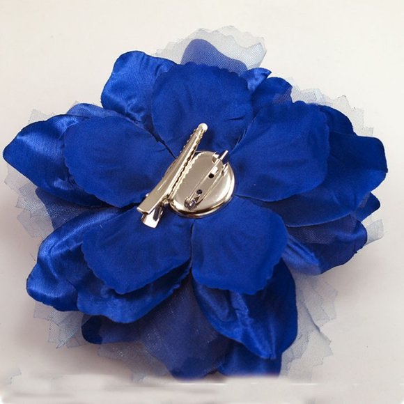 5-1/2" Large Handmade Fabric Flower -Navy Blue - Picture 2 of 2